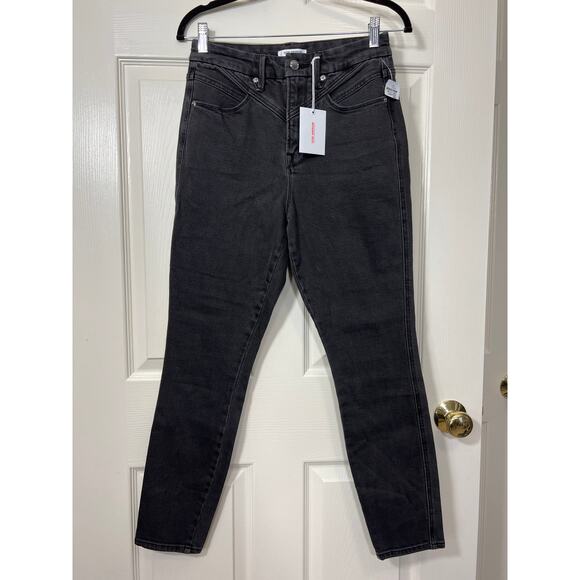 NWT Good American Good Curve Denim Skinny Leg High Waist Yoke Black 063 Jean - Picture 2 of 9